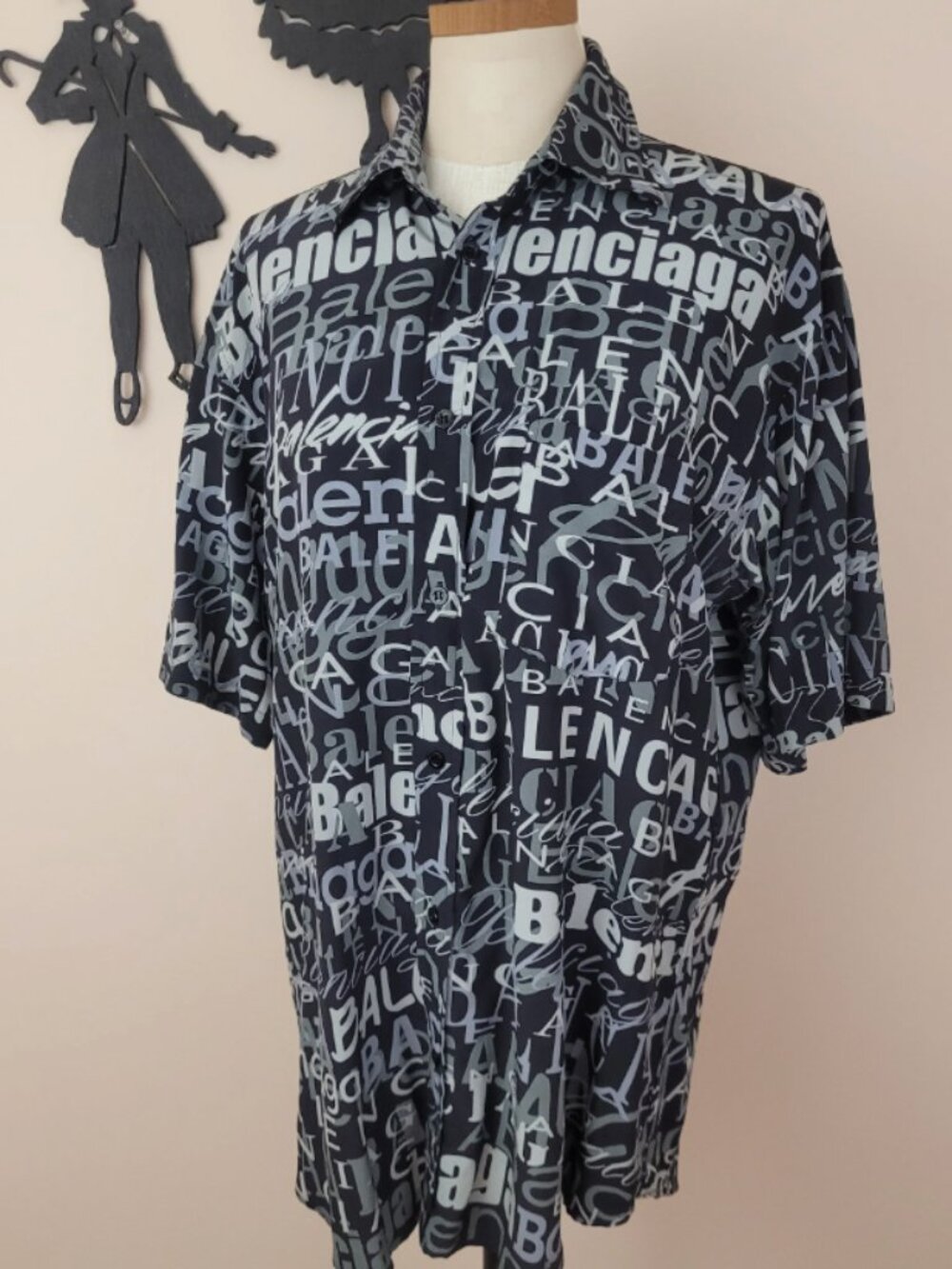 Men's Logo Print Button Up Shirt 38